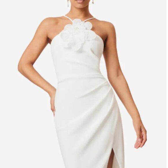 Janelle Floral Appliqué Halter Neck Cocktail Midi Dress - Picture 6 of 6